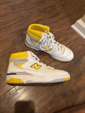 New Balance Kids Yellow and White High-Top Sneakers
